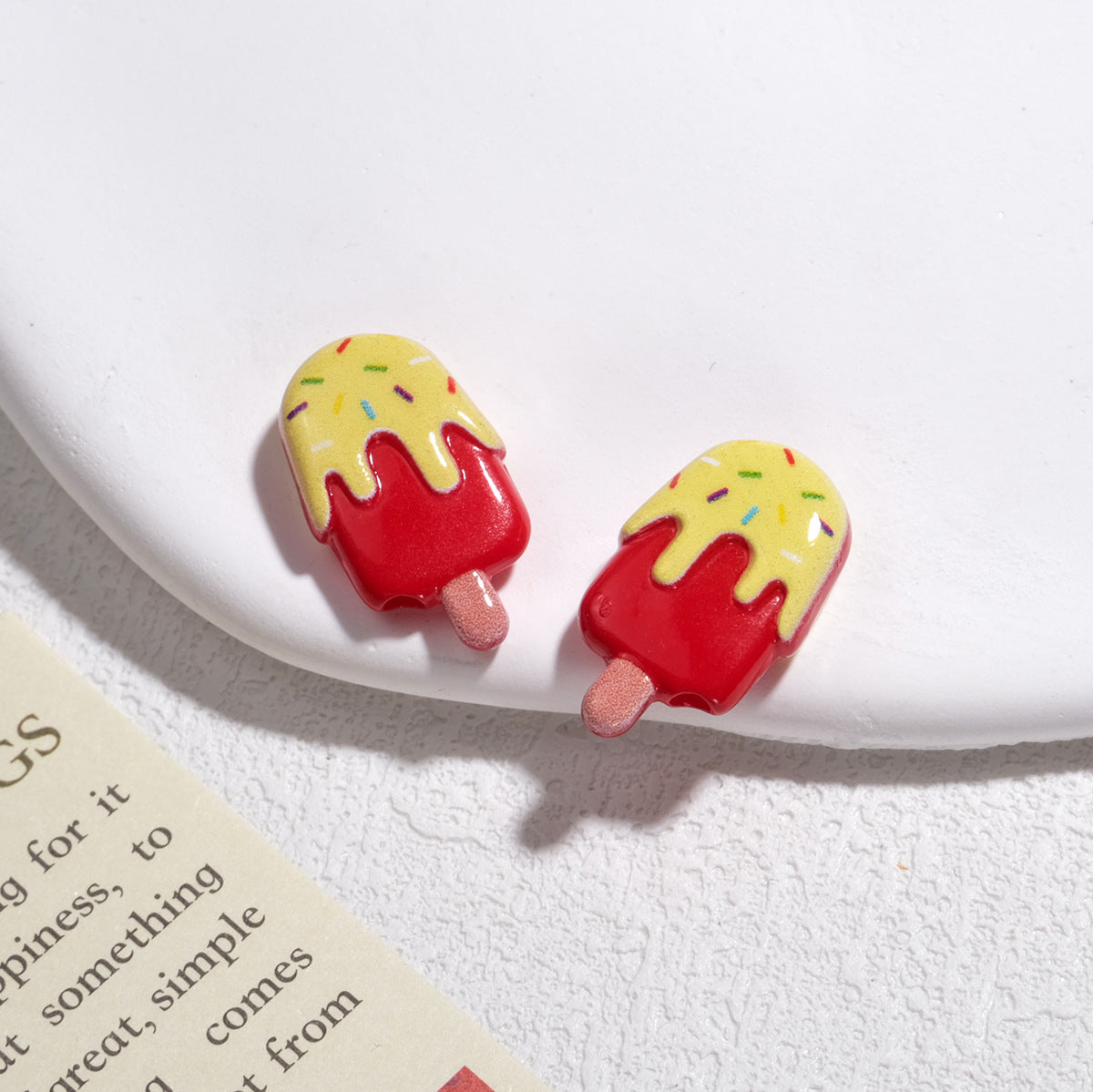 Painted Popsicle Acrylic Beads 20mm Colorful Drip Design 50pcs 12