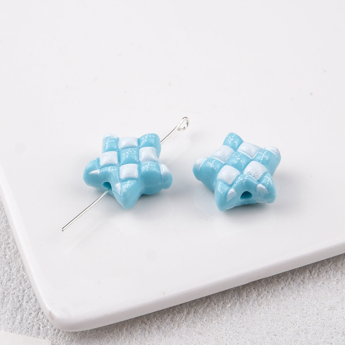 Waffle Pattern Star Acrylic Beads 19mm Colorful Mixed 20pcs 9