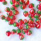 Plating 3D Strawberry Acrylic Beads 23mm Glossy Red Green 10pcs