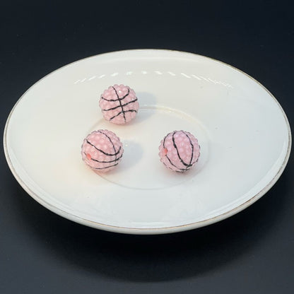 Sports Bubblegum Beads 20mm Basketball Pattern Acrylic 25pcs 7