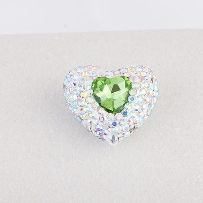 Rhinestone Heart Clay Beads 24mm White Sparkling Center 6pcs 8