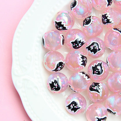 Hand-Painted Halloween Pumpkin Ghost Acrylic Beads 16mm 16