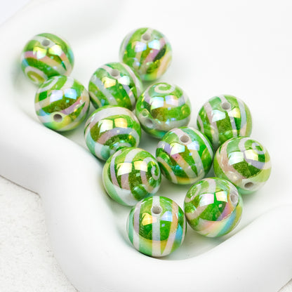 UV Plating Round Acrylic Beads 16mm Lollipop Rotating Pattern 50pcs 9