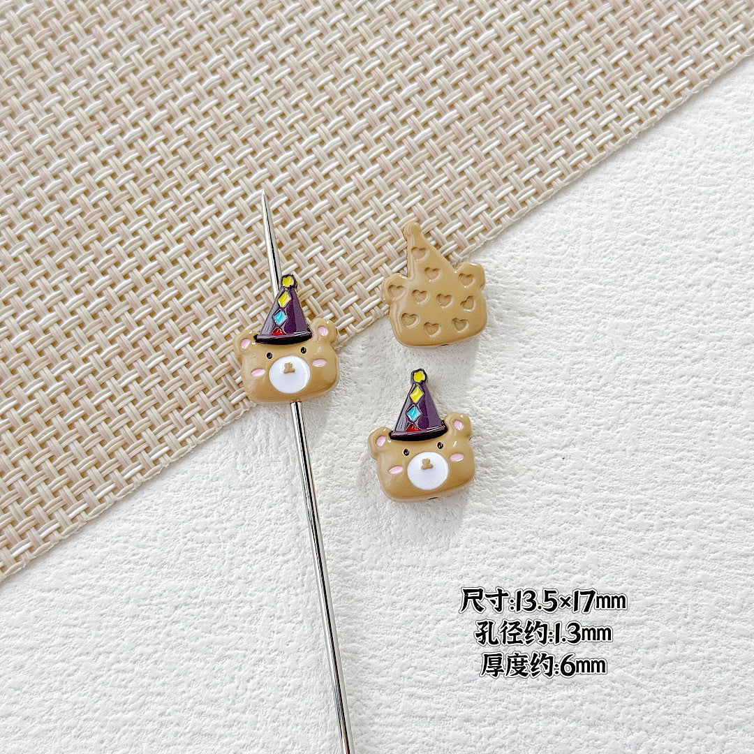 Dolphin and Birthday Bear Metal Beads 15 17mm Painted Alloy 10pcs 20