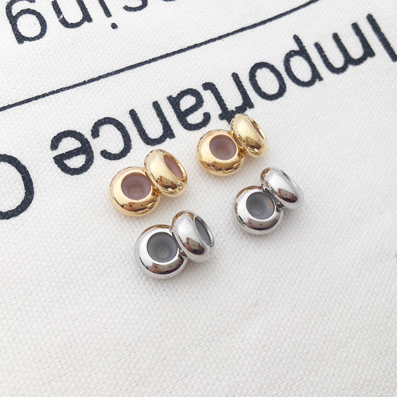 Stainless Steel Crimp Metal Beads 8mm Smooth Large Hole 20pcs 4