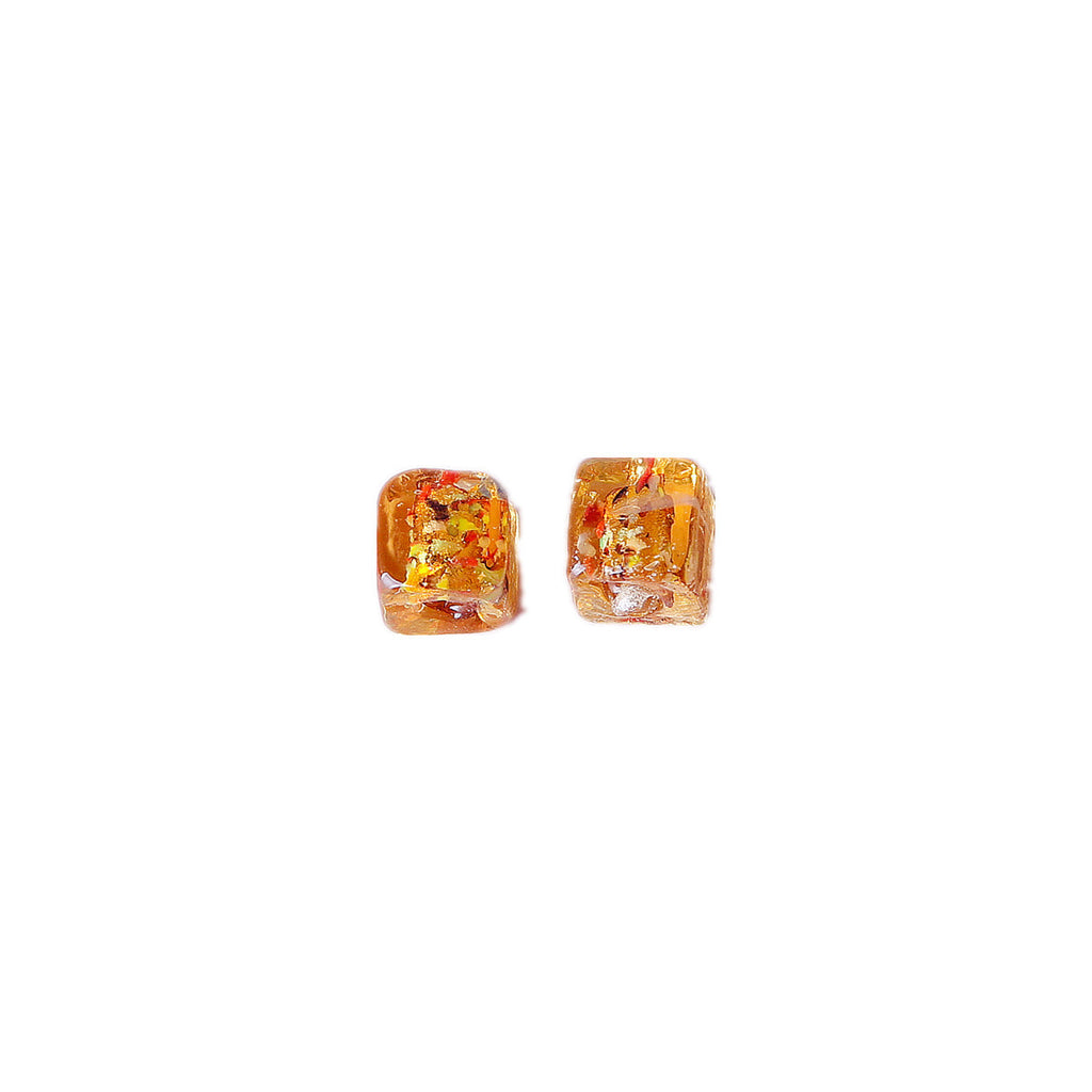 Lampwork Glass Beads Cube 10mm Blooming Colors Glossy 10pcs 5