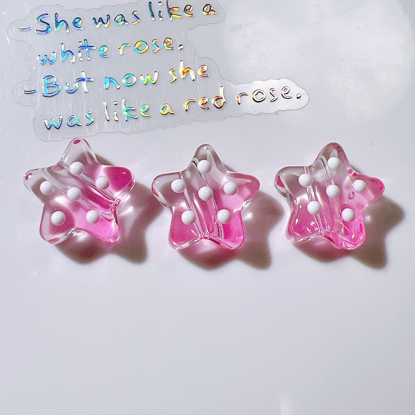 Dotted Rainbow Star Acrylic Beads 18mm Glossy Texture 10pcs 9