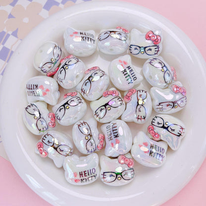 UV Plating Hello Kitty Acrylic Beads 20x22.5x17mm Glossy 5pcs 9