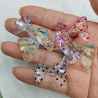 Transparent Bow Acrylic Beads 31mm Polka Dotted Colorful 100pcs 6