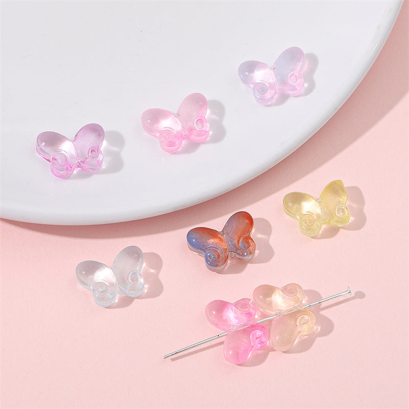 Transparent Butterfly Glass Beads 10x14mm Pastel Colors 20pcs