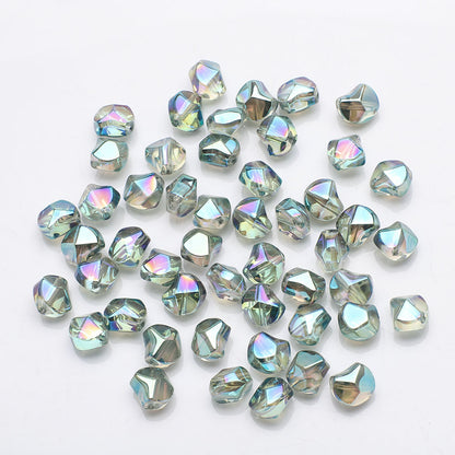 Faceted Four Sided Glass Beads 8mm Electroplated Colorful 50pcs 11