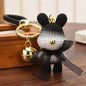 Resin Gradient Wool Rabbit Animal Charm Keychain with Organza Bow 8