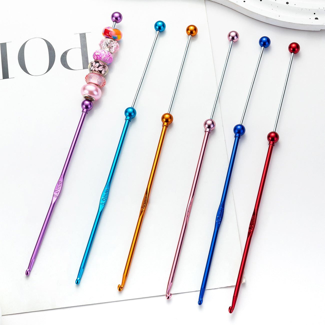 Beadable Crochet Hooks Metallic Slim Polished 3.0mm to 6.0mm
