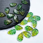 Czech Glass Beads Leaf 18mm Imitation Jade Translucent Green 50pcs