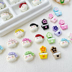 Baking Painted Teddy Bear and Flowerpot Metal Beads 15mm 10pcs