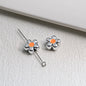 Silver Cherry Blossom Acrylic Beads 12mm Enamel 50pcs 17