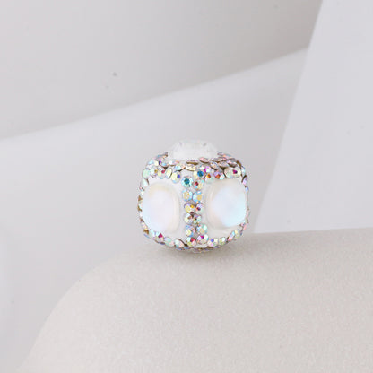 Opal Wrapped Polymer Clay Square Rhinestone Beads 20mm 6pcs 8