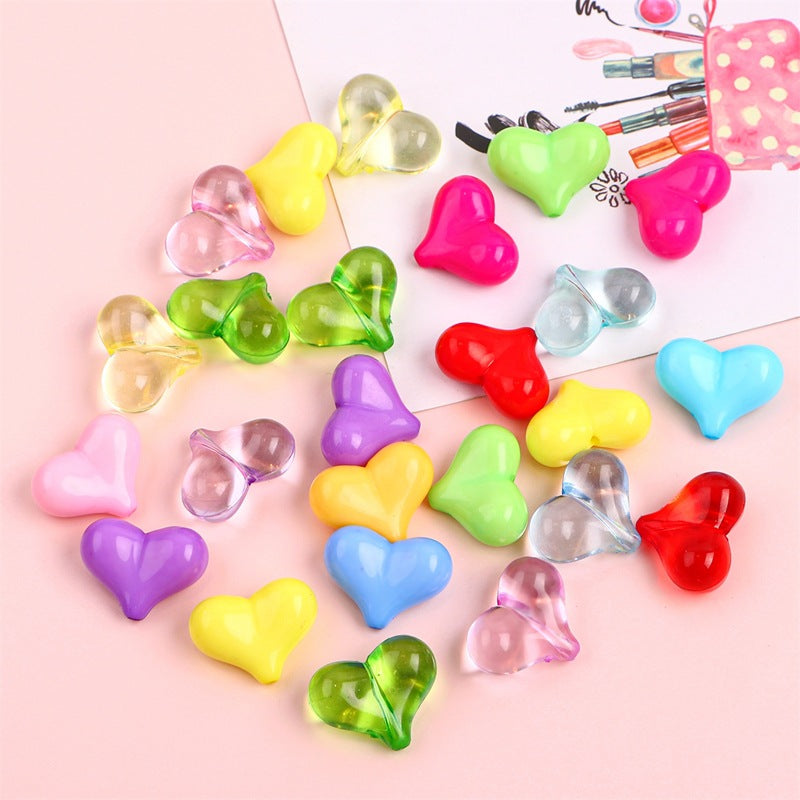 Peach Heart Acrylic Beads 17x21mm Glossy Pastel Mixed 40pcs 2