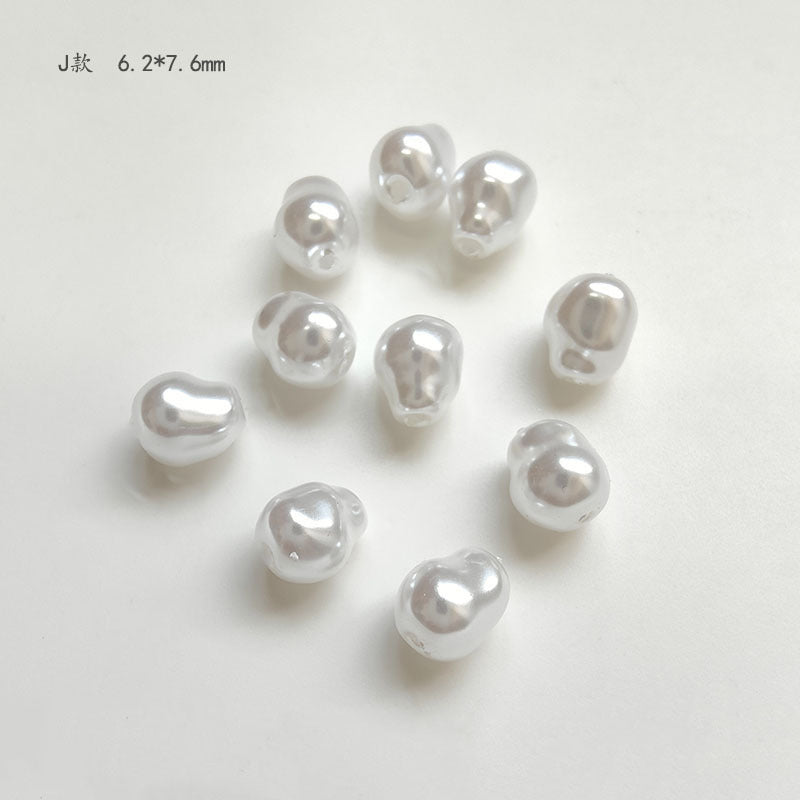 Vintage Shaped Imitation Pearl Acrylic Beads Soft White Luster 10pcs 14