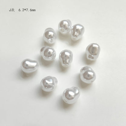 Vintage Shaped Imitation Pearl Acrylic Beads Soft White Luster 10pcs 14