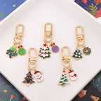 Cartoon Christmas Keychain Metal Alloy Enamel Holiday Icons