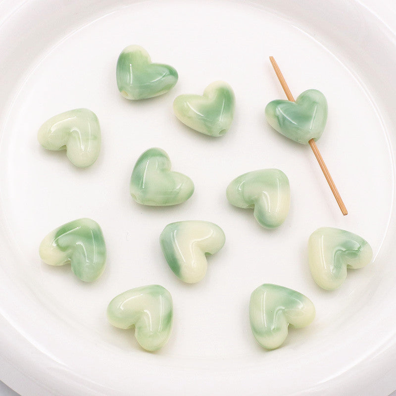 Marble Texture Heart Acrylic Beads 17mm Gradient Color Mixed 40pcs 9
