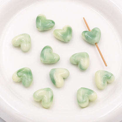 Marble Texture Heart Acrylic Beads 17mm Gradient Color Mixed 40pcs 9