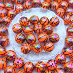 Plating Basketball Acrylic Beads 16mm Glossy UV Coated 20pcs 3