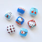 Double-Sided Blue Tone Square Acrylic Beads 16mm Printed 20pcs 6