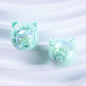 UV Plating Cute Little Cat Acrylic Beads 18mm Pastel Colors 50pcs 13