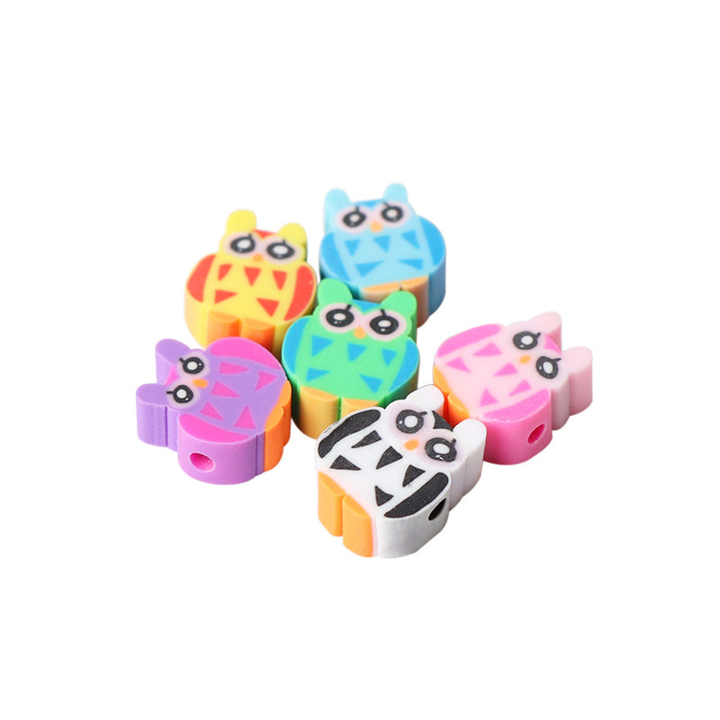 Owl Clay Beads 10mm Colorful Geometric Polymer 200pcs 4