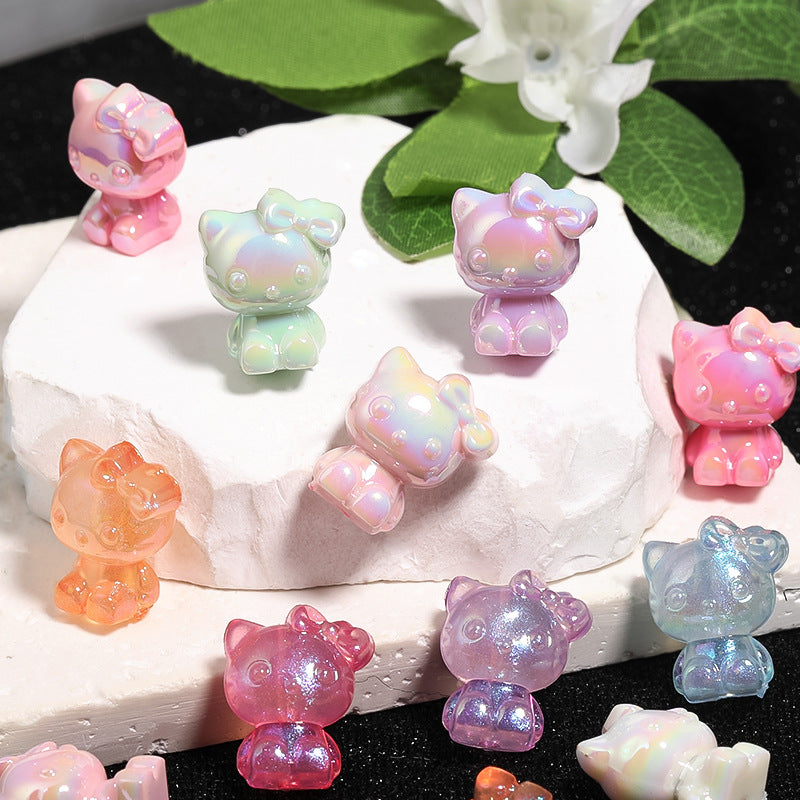 Glow KT Cat Acrylic Beads 15x20mm Pastel Luminous 50pcs 4
