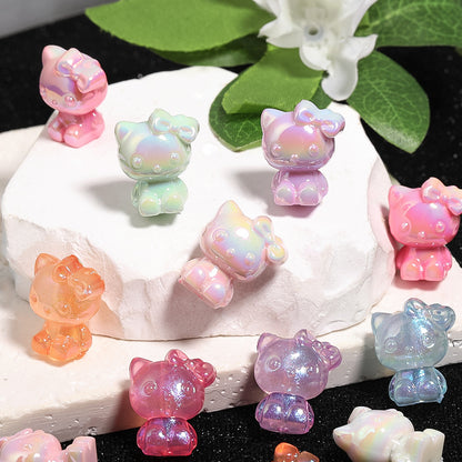 Glow KT Cat Acrylic Beads 15x20mm Pastel Luminous 50pcs 4