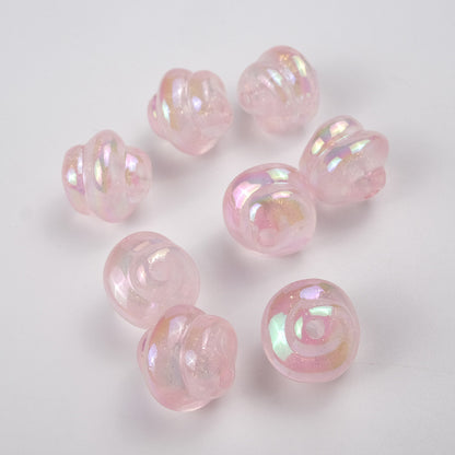 UV Plating Twisted Acrylic Beads 17mm Glitter Powder 50pcs 6