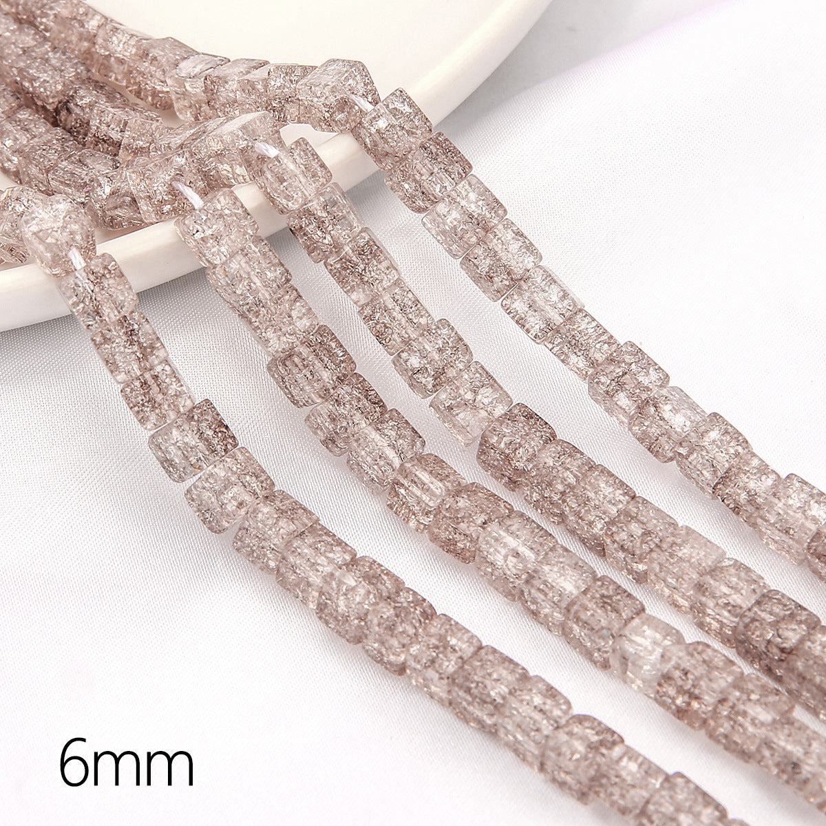 Crackle Square Glass Beads 6mm Multicolor Mixed 59pcs 5