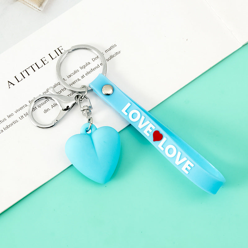 Resin Heart Keychain with Love Strap Pastel Colors 7