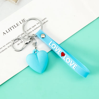 Resin Heart Keychain with Love Strap Pastel Colors 7