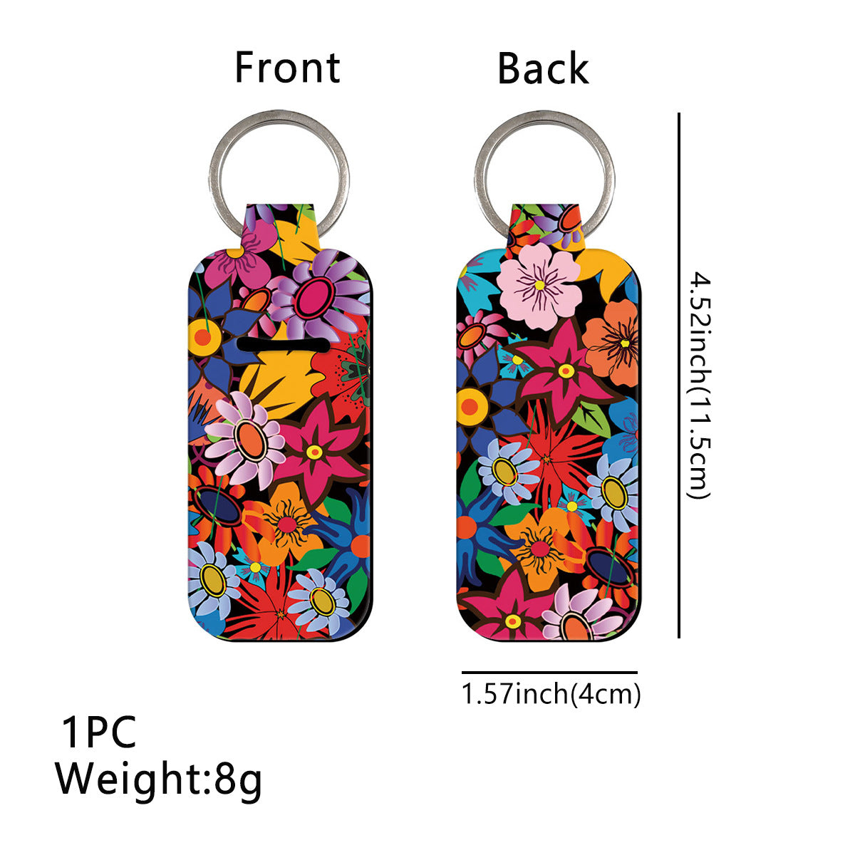 Blossom Pattern Chapstick Holder Neoprene Functional Keychain 3pcs 10
