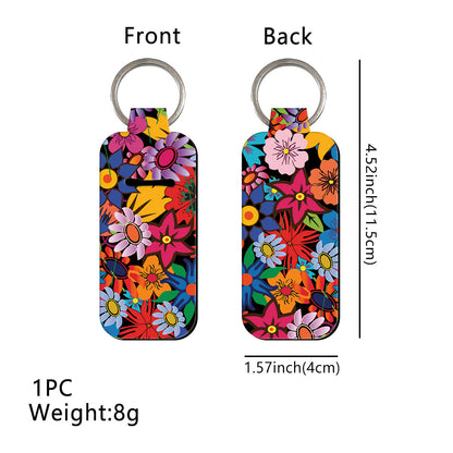 Blossom Pattern Chapstick Holder Neoprene Functional Keychain 3pcs 10
