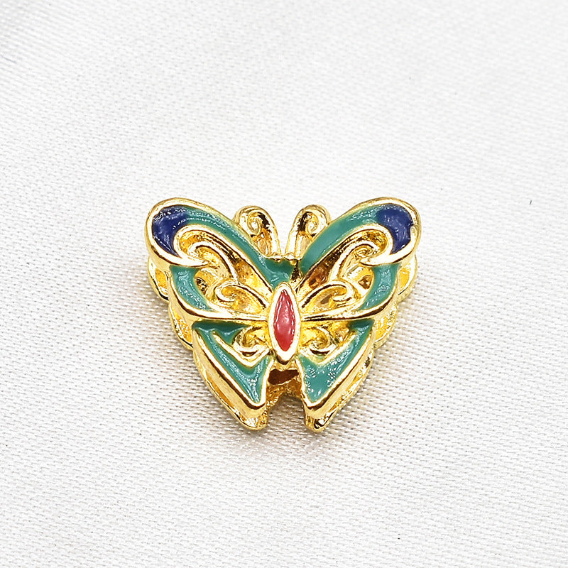 Butterfly Metal Beads 14mm Double Layer Cloisonne Enamel 20pcs 5