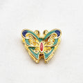 Butterfly Metal Beads 14mm Double Layer Cloisonne Enamel 20pcs 5