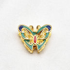 Butterfly Metal Beads 14mm Double Layer Cloisonne Enamel 20pcs 5