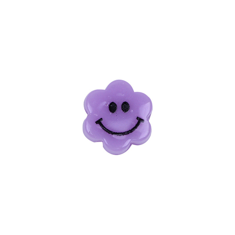 Flower Acrylic Beads 6-9mm Smiling Face Flat Pastel Mixed 100pcs 8