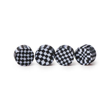 Round Clay Beads 10mm Black White Checkerboard Polymer 100pcs 5