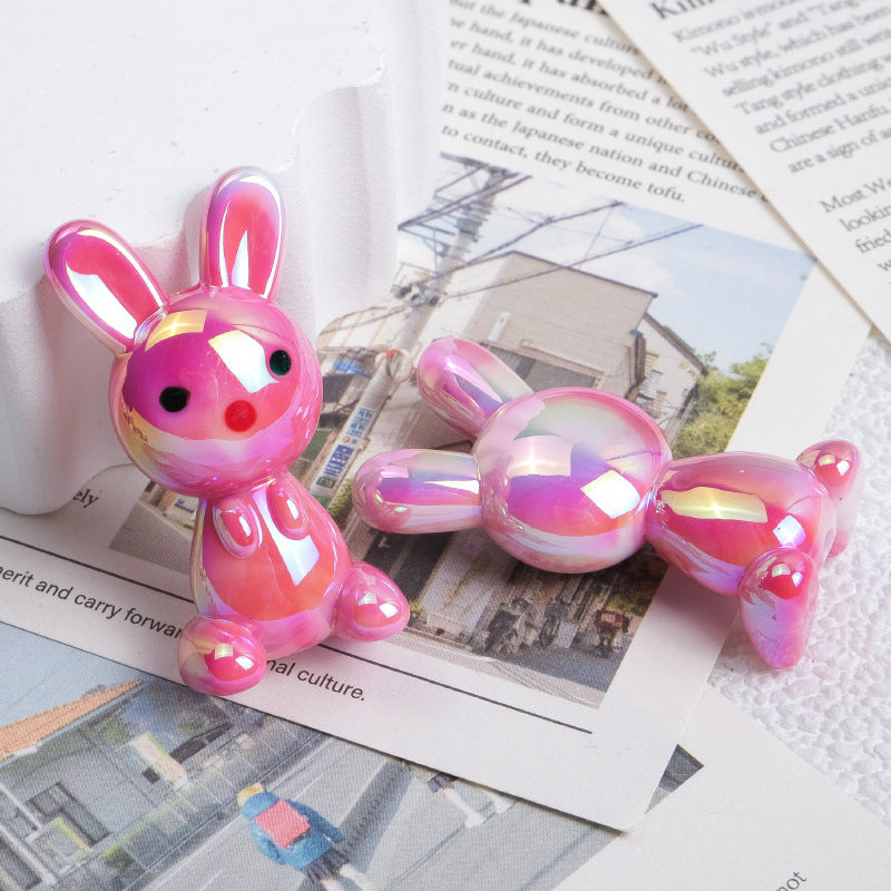Plating Rabbit Acrylic Beads 38mm Dual Color Glossy 10pcs 6
