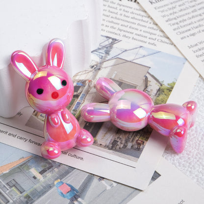 Plating Rabbit Acrylic Beads 38mm Dual Color Glossy 10pcs 6