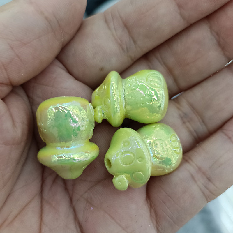 Glow In The Dark Mushroom Acrylic Beads 24mm Plated 50pcs 8