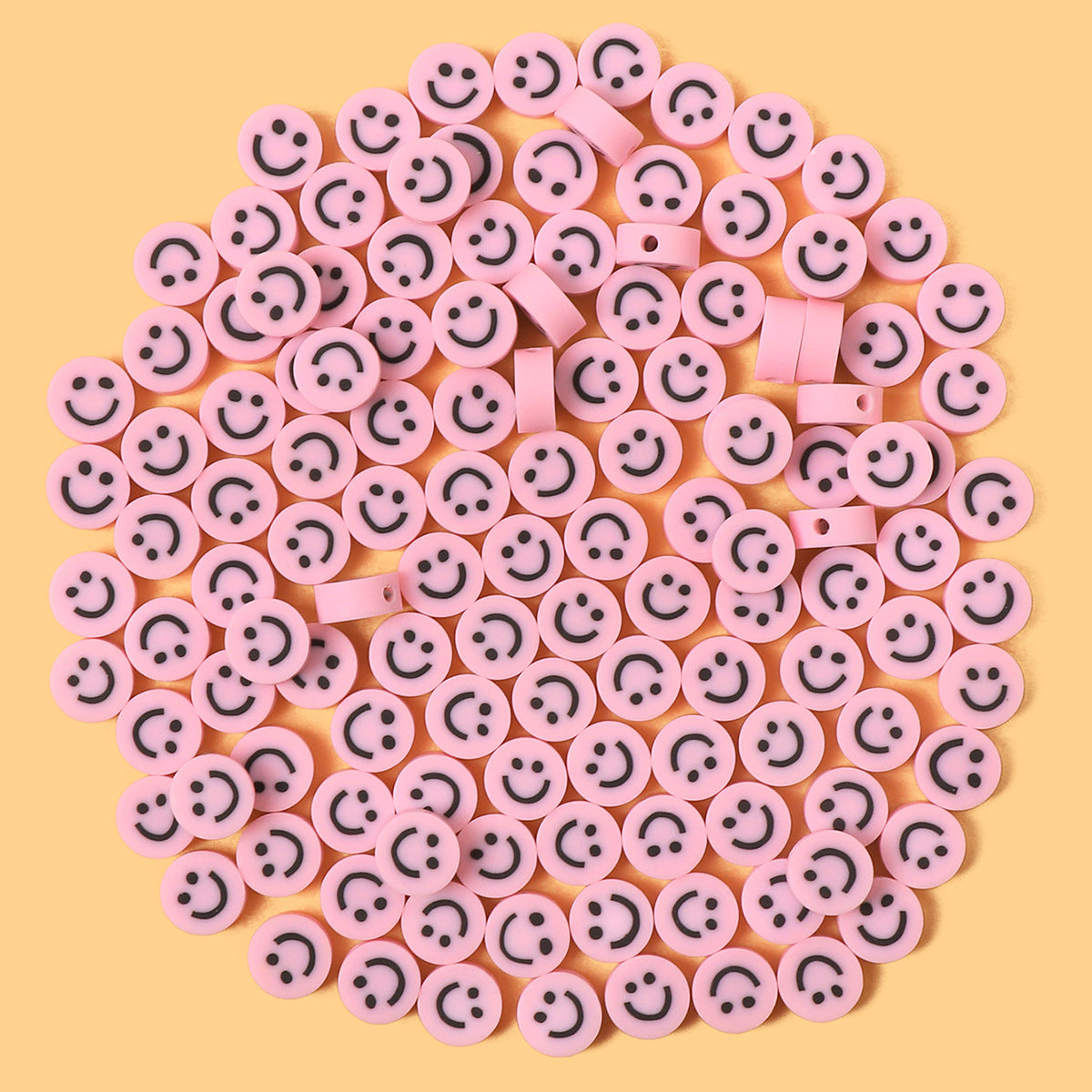 Smiley Face Flat Clay Beads 9mm Colorful Multicolor 100pcs 8