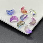 Moon Crescent Transparent Glass Beads 9x14mm Pastel Mixed 100pcs 3