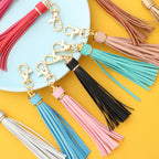 PU Leather Tassel Keychain with Gold Electroplated Hardware